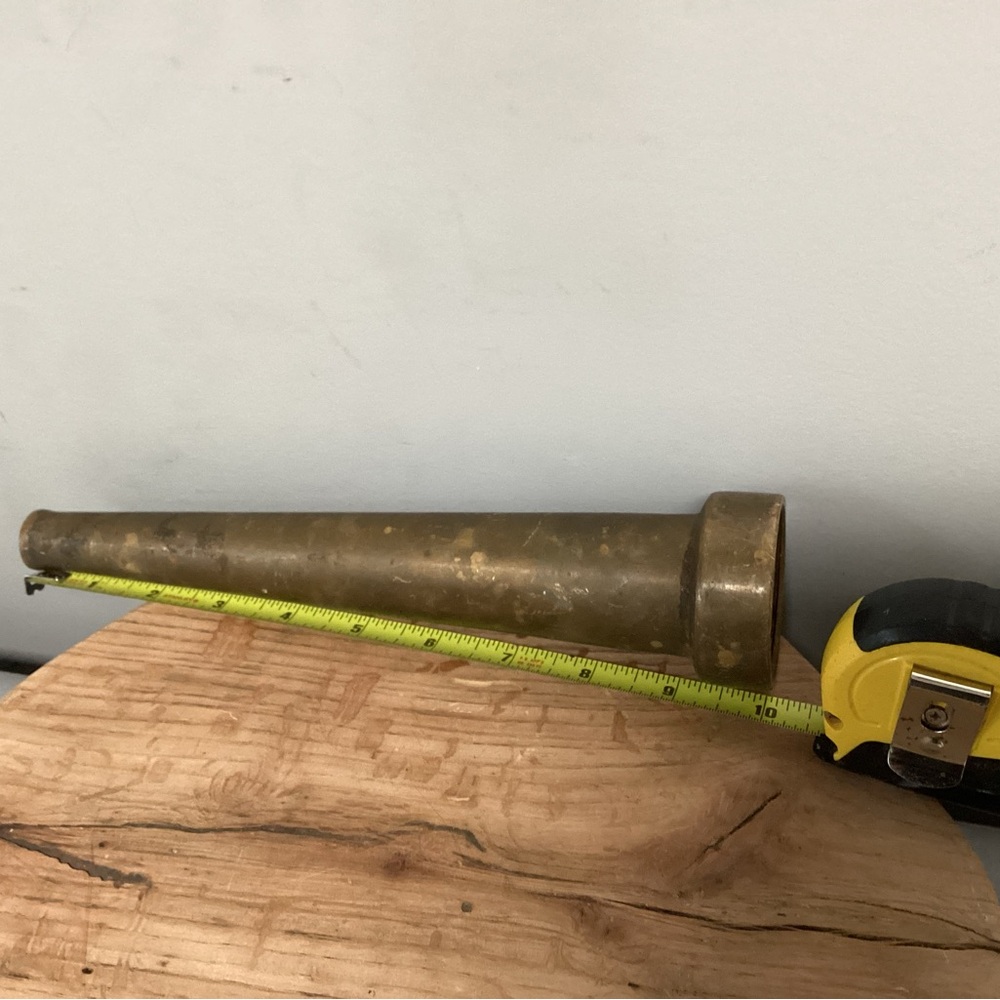 🟡 Vintage Elkhart Brass Mtg Co. Fireman’s Hose Nozzle - 10” Solid Brass w/seal - Picture 10 of 13